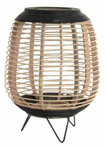 Candleholder DKD Home Decor Crystal Black Metal Brown Bamboo (32 x 32 x 43 cm)