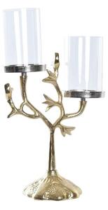 Candle Holder DKD Home Decor Crystal Golden Aluminium Birds (29 x 15 x 48 cm)