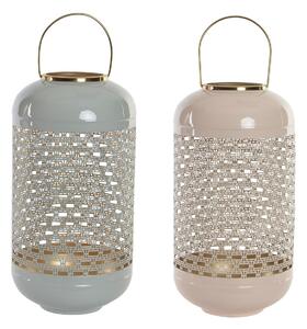 Candleholder DKD Home Decor 24 x 24 x 46 cm Blue Pink Aluminium 24 x 24 x 56 cm (2 Units)