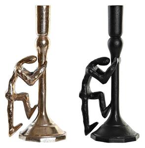 Candle Holder DKD Home Decor 12 x 10 x 27 cm Champagne Black Aluminium Modern (2 Units)