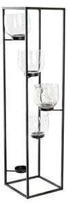 Candleholder DKD Home Decor Crystal Black Transparent 18 x 18 x 76 cm Iron