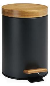 Pedal bin Andrea House Black Matt Metal Bamboo 3 L (Ø 17 x 26 cm)