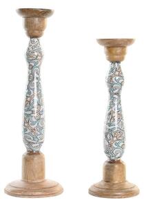Candleholder DKD Home Decor Metal Mango wood (17 x 17 x 52,5 cm) (2 Pieces)