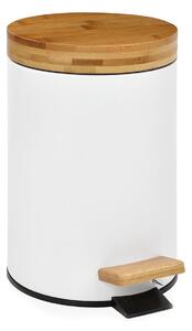 Pedal bin Andrea House White Matt Metal Bamboo 3 L (Ø 17 x 26 cm)