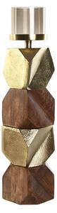 Candleholder DKD Home Decor Brown Golden Aluminium Crystal Mango wood 10 x 10 x 51,5 cm