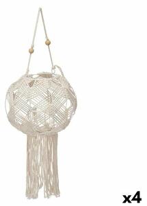 Candleholder Macrame White Cotton 23 x 24 x 23 cm (4 Units)