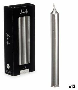 Candle Set Acorde 126-E-AR Silver 2 x 2 x 20 cm (12 Units)