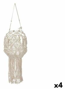 Candleholder Macrame White Cotton 24 x 90 x 24 cm (4 Units)