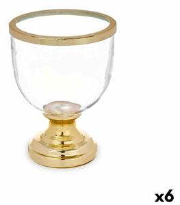 Candleholder Wineglass Golden Steel 17,3 x 23,5 x 17,3 cm (6 Units)