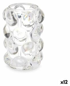 Candleholder Microbeads Transparent Crystal 8,4 x 12,5 x 8,4 cm (12 Units)