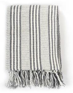 Throw Cotton Stripes 160x210 cm Grey and White
