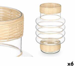 Candleholder SG-29853 Transparent Natural Glass Rattan 18 x 30 x 18 cm (6 Units)