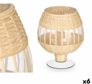 Candleholder SG-30540 Transparent Natural Glass Rattan 18 x 22 x 18 cm (6 Units)