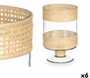 Candleholder SG-29684 Transparent Natural Glass Rattan 15,5 x 24 x 15,5 cm (6 Units)