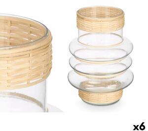 Candleholder SG-29857 Transparent Natural Glass Rattan 18 x 24 x 18 cm (6 Units)