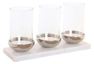 Candleholder Home ESPRIT White Silver Crystal Marble 40 x 13 x 22 cm