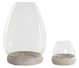 Candleholder Home ESPRIT White Natural Crystal Mango wood 30 x 30 x 40 cm (2 Units)