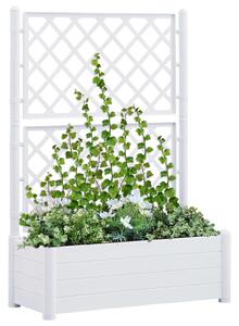 Garden Planter with Trellis 100x43x142 cm PP White