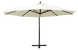 Hanging Parasol with Wooden Pole 350 cm Sand White