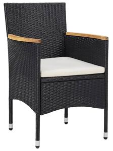 5 Piece Garden Dining Set Poly Rattan and Solid Wood Black