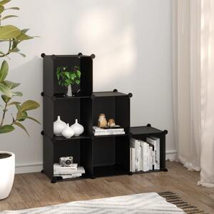 Storage Cube Organiser with 6 Cubes Black PP