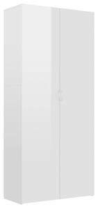 Shoe Cabinet High Gloss White 80x35.5x180 cm Engineered Wood