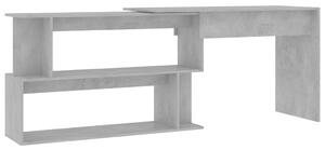 Corner Desk Concrete Grey 200x50x76 cm Engineered Wood