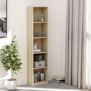 5-Tier Book Cabinet Sonoma Oak 40x24x175 cm Engineered Wood