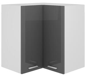 Hanging Corner Cabinet High Gloss Grey 57x57x60 cm Engineered Wood