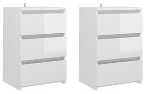 Bed Cabinets 2 pcs High Gloss White 40x35x62.5 cm Engineered Wood