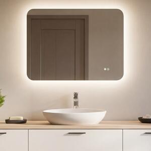 Rounded bathroom mirror with LED lighting 80x60@x70Px700x808x1008x120 cm, dual color, touch switch, heating mat