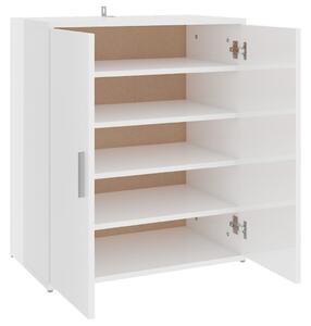Shoe Cabinet High Gloss White 60x35x70 cm Engineered Wood