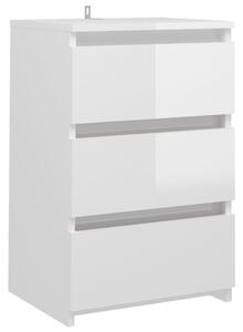 Bed Cabinet High Gloss White 40x35x62.5 cm Engineered Wood