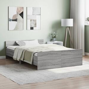 Bed Frame with Headboard and Footboard Grey Sonoma 120x190 cm