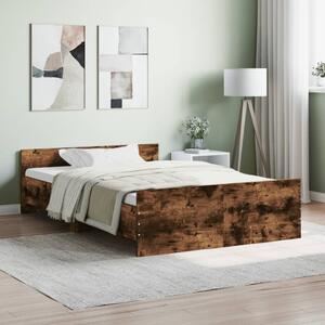 Bed Frame with Headboard and Footboard Smoked Oak 120x190 cm