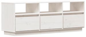 TV Cabinet White 140x37x50 cm Solid Wood Pine