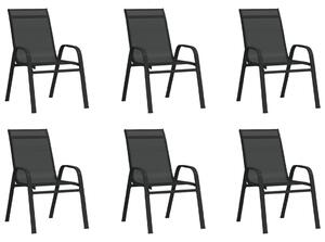 Stackable Garden Chairs 6 pcs Black Textilene Fabric