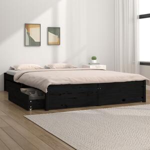 Bed Frame with Drawers Black 150x200 cm King Size