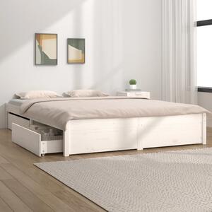 Bed Frame with Drawers White 140x190 cm