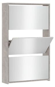 Shoe Cabinet with Mirror 3-Layer Concrete Grey 63x17x102.5 cm