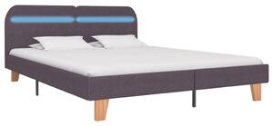 Bed Frame with LED Taupe Fabric 150x200 cm King Size