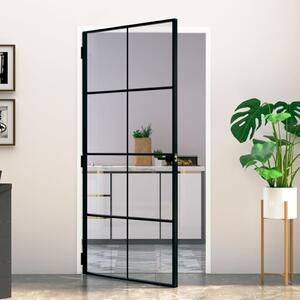 Interior Door Black 102x201.5 cm Tempered Glass&Aluminium