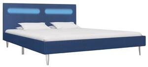 Bed Frame with LED Blue Fabric 150x200 cm King Size