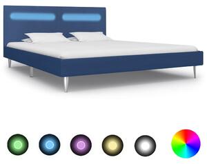 Bed Frame with LED Blue Fabric 150x200 cm King Size