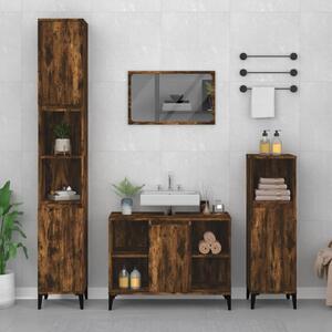 3 Piece Bathroom Furniture Set Smoked Oak Engineered Wood