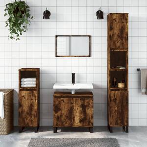 Bathroom Cabinet Smoked Oak 30x30x190 cm Engineered Wood