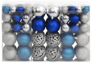 Christmas Baubles 100 pcs Blue and Silver 3 / 4 / 6 cm