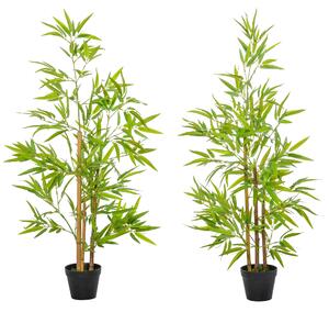 Outsunny Artificial Bamboo Trees, Set of 2, Decorative Plant with Nursery Pot, for Indoor Outdoor Use, 120cm Aosom UK