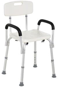 HOMCOM Portable Shower Chair, Adjustable Medical Stool, with Back and Armrest for Enhanced Mobility, White. Aosom UK
