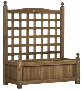 Outsunny Raised Flower Beds Wooden Planter w/ a Trellis and Garden Planter at Home, Corner, Garden, Balcony, 64W x 28D x 75Hcm, Brown Aosom UK